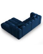 Canapé d'angle droit en Velours Halley 3 places bleu roi - 228x175x70 cm