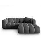 Canapé d'angle droit en Velours Halley 3 places gris - 228x175x70 cm