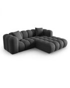 Canapé d'angle droit en Velours Halley 3 places gris - 228x175x70 cm