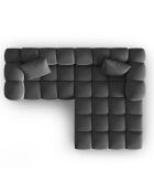 Canapé d'angle droit en Velours Halley 3 places gris - 228x175x70 cm