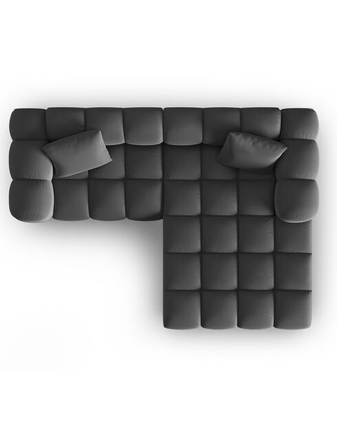 Canapé d'angle droit en Velours Halley 3 places gris - 228x175x70 cm