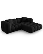 Canapé d'angle droit en Velours Halley 3 places noir - 228x175x70 cm