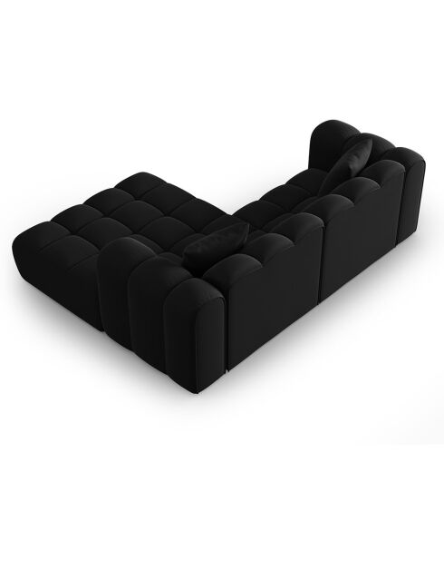 Canapé d'angle droit en Velours Halley 3 places noir - 228x175x70 cm