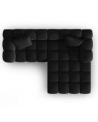 Canapé d'angle droit en Velours Halley 3 places noir - 228x175x70 cm