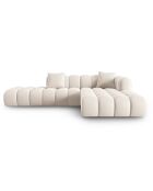 Canapé d'angle droit en Velours Halley 5 places beige clair - 294x175x70 cm