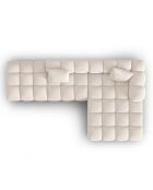 Canapé d'angle droit en Velours Halley 5 places beige clair - 294x175x70 cm