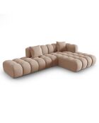 Canapé d'angle droit en Velours Halley 5 places beige - 294x175x70 cm