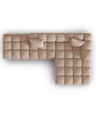 Canapé d'angle droit en Velours Halley 5 places beige - 294x175x70 cm