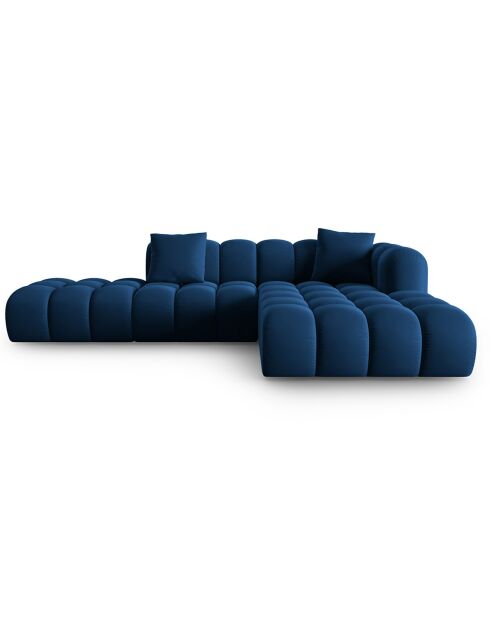 Canapé d'angle droit en Velours Halley 5 places bleu roi - 294x175x70 cm