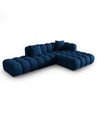 Canapé d'angle droit en Velours Halley 5 places bleu roi - 294x175x70 cm