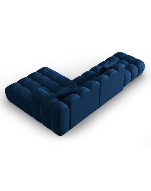 Canapé d'angle droit en Velours Halley 5 places bleu roi - 294x175x70 cm