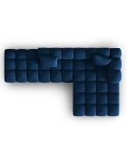 Canapé d'angle droit en Velours Halley 5 places bleu roi - 294x175x70 cm