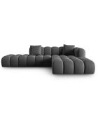 Canapé d'angle droit en Velours Halley 5 places gris - 294x175x70 cm