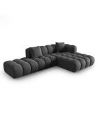 Canapé d'angle droit en Velours Halley 5 places gris - 294x175x70 cm