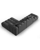 Canapé d'angle droit en Velours Halley 5 places gris - 294x175x70 cm