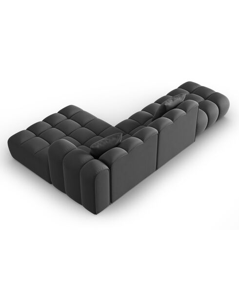 Canapé d'angle droit en Velours Halley 5 places gris - 294x175x70 cm
