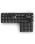 Canapé d'angle droit en Velours Halley 5 places gris - 294x175x70 cm