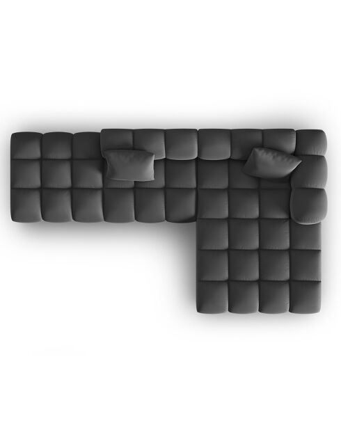 Canapé d'angle droit en Velours Halley 5 places gris - 294x175x70 cm