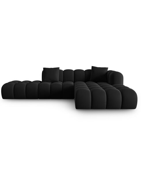 Canapé d'angle droit en Velours Halley 5 places noir - 294x175x70 cm