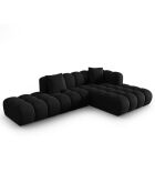 Canapé d'angle droit en Velours Halley 5 places noir - 294x175x70 cm