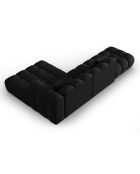 Canapé d'angle droit en Velours Halley 5 places noir - 294x175x70 cm