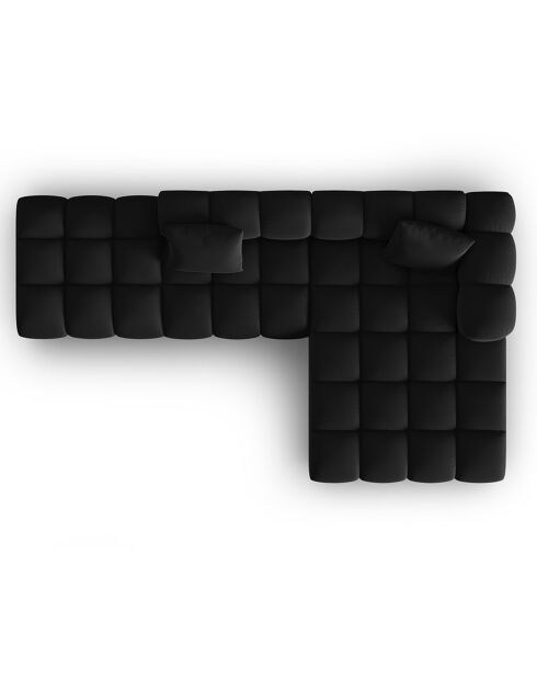 Canapé d'angle droit en Velours Halley 5 places noir - 294x175x70 cm