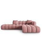 Canapé d'angle droit en Velours Halley 5 places rose - 294x175x70 cm