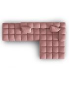 Canapé d'angle droit en Velours Halley 5 places rose - 294x175x70 cm