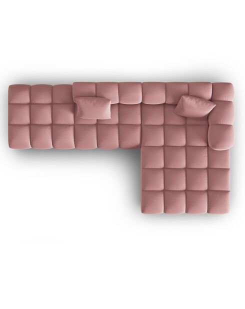Canapé d'angle droit en Velours Halley 5 places rose - 294x175x70 cm