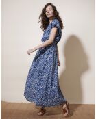 Robe longue 100% Coton Bio Dishka imprimée bleue