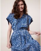 Robe longue 100% Coton Bio Dishka imprimée bleue