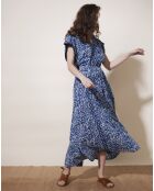 Robe longue 100% Coton Bio Dishka imprimée bleue