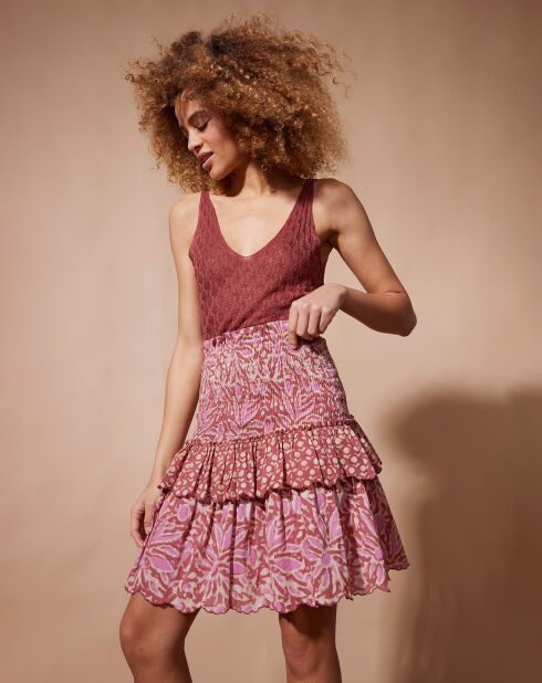 Jupe 100% Coton Bio Doowap imprimée rose