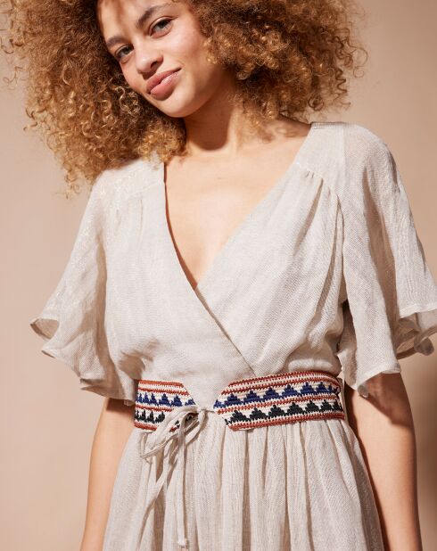 Robe en Lin & Coton Kat beige/doré