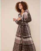 Robe chemise Miranda à carreaux grise