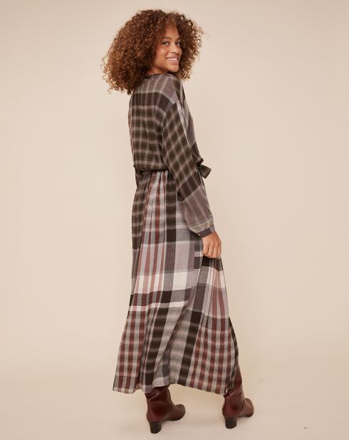 Robe chemise Miranda à carreaux grise