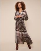 Robe chemise Miranda à carreaux grise
