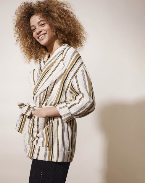 Veste Nariba rayée blanc/camel