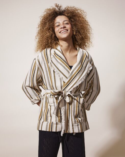 Veste Nariba rayée blanc/camel
