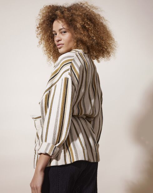 Veste Nariba rayée blanc/camel