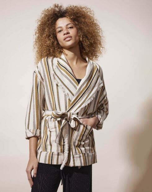 Veste Nariba rayée blanc/camel