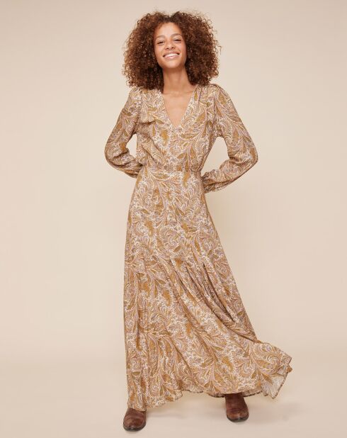 Robe Ninaris imprimée beige