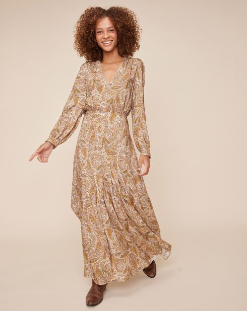 Robe Ninaris imprimée beige