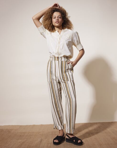 Pantalon Nomadic rayé beige/camel