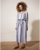 Robe en Lin mélangé Nono rayée Bleu/Blanc