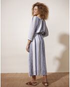 Robe en Lin mélangé Nono rayée Bleu/Blanc