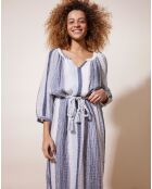 Robe en Lin mélangé Nono rayée Bleu/Blanc