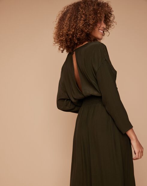 Robe longue cache-coeur Popular kaki