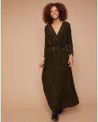 Robe longue cache-coeur Popular kaki