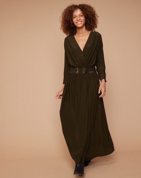Robe longue cache-coeur Popular kaki